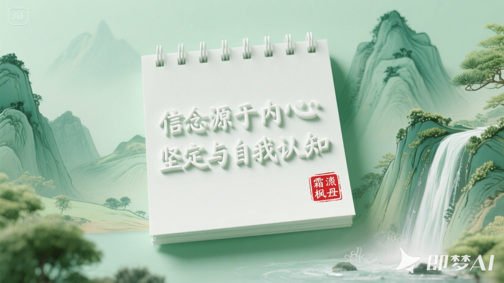 jimeng-2025-05-25-23-帮我生成一张图片：淡绿色山水，国画风格  夏季的意境，高山流.jpeg