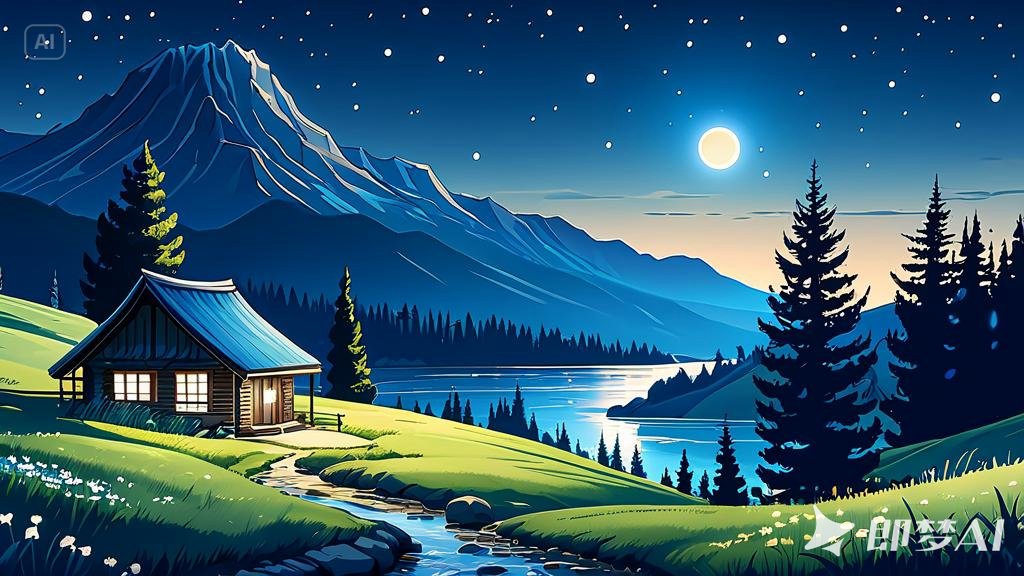 jimeng-2025-05-31-28-拟摄影自然风格数字绘图：春日夜间，满月，繁星点点   以拟摄影.jpg